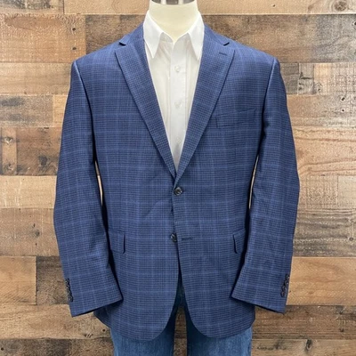 Jos A Bank Abrigo Deportivo Blazer Lana Para Hombres 48R Azul Negro Cuadros Traje Chaqueta Informal Foto 1 de 4