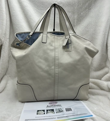 Coach Hadley Large Cream Leather Slouch Hobo 2 Way Tote F28915 Coastal Basic - Image 1 of 4