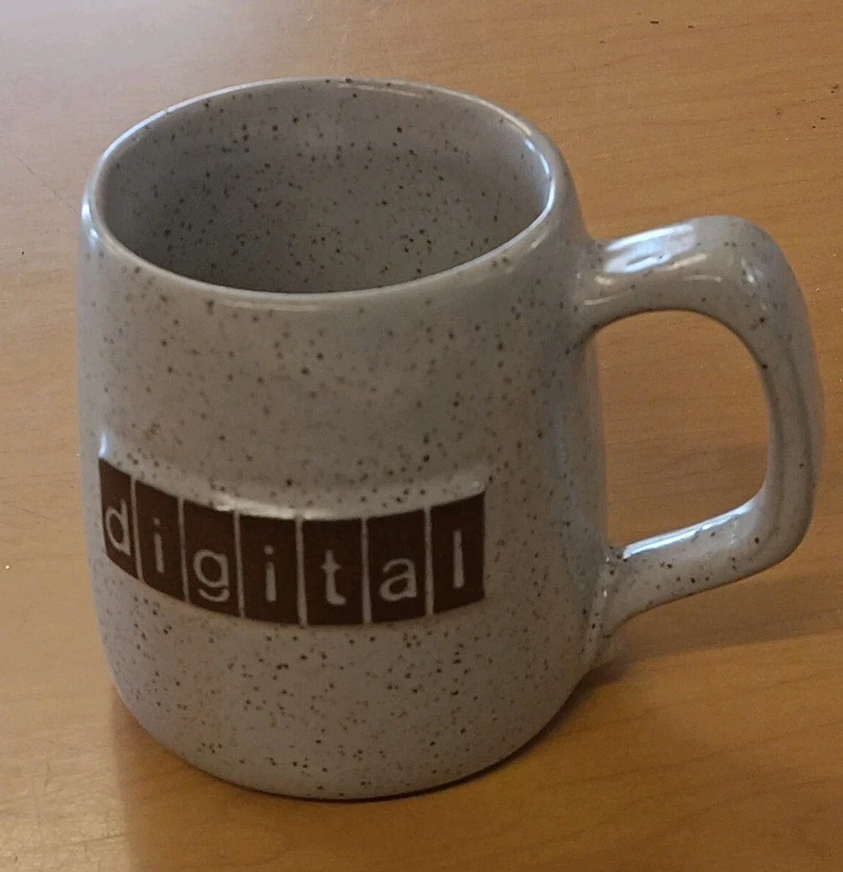Vintage DIGITAL EQUIPMENT Corporation DEC Logo Coffee Mug Brown Speckle vg+ - Image 1 of 4
