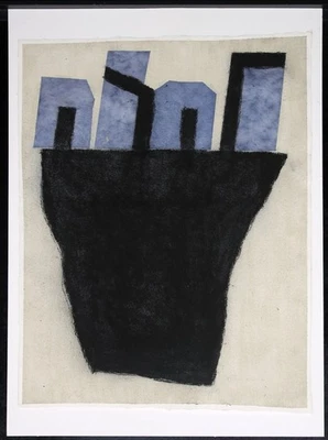 Keidel, Barbara - Häuser auf Felsen - 1996 - Mischtechnik - handsigniert UNIKAT - Bild 1 von 3