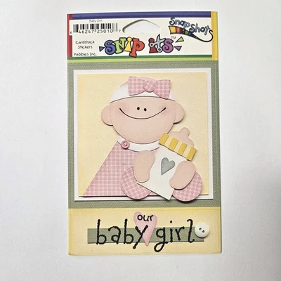 Pegatinas de cartulina para bebé niña Pebbles Inc etiqueta de biberón arco recortar su Foto 1 de 4