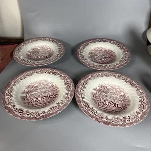 Royal Wessex Country Life Red Set 4 Soup Bowls 8 5/8 In - Picture 1 of 11