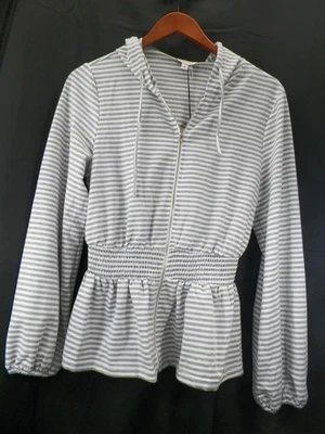 Andree by Unit Wimen's Striped Moto Jacket Zip Heather Gray White Size S - Image 1 of 4