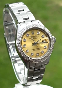 Rolex OP Date 26mm, Diamond Gold Dial with Silver Crown, Bezel, Oyster, Serviced - Picture 1 of 23