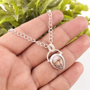 Pink Opal Turquoise Gemstone Silver Pendant 1.01" Jewelry For Thanksgiving Gift - Picture 1 of 6