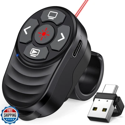 Rechargeable USB Type C Wireless Presentation Clicker, Finger Ring Clicker Po - Image 1 of 4