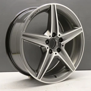 MERCEDES BENZ AMG C CLASS GREY DIAMOND CUT 18" ALLOY WHEEL FRONT 7.5J GENUINE X1 - Picture 1 of 14