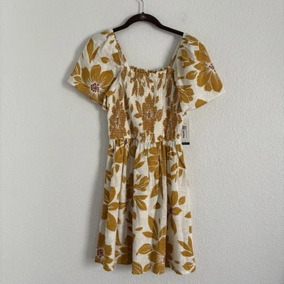 Nuevo con etiquetas Mini Vestido Rip Curl Para Mujer Talla Pequeña Amarillo Floral Calado Azalea Foto 1 de 4