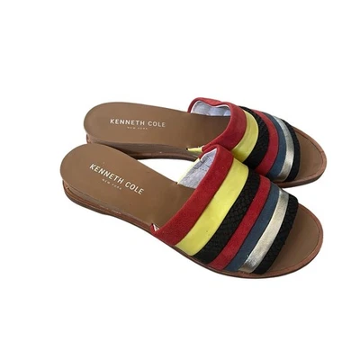 Sandalia Kenneth Cole New York 'Janie' para mujer 6M gamuza a rayas cuero deslizable Foto 1 de 4