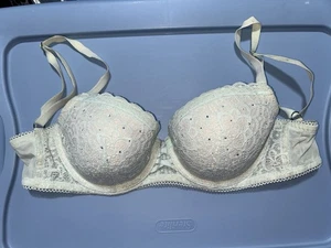 Victoria's Secret BH Dream Angels gefüttert Demi Blush silber schimmernde Spitze 32DD - Bild 1 von 9