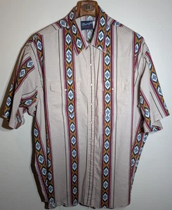 Wrangler Shirt Mens 4X Vtg Aztec Pearl Snap Short Sleeve Western Cowboy - Picture 1 of 9