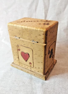 Vintage Wooden Playing Card Box With 2 Sets Of Vintage Playing Cards - Picture 1 of 11