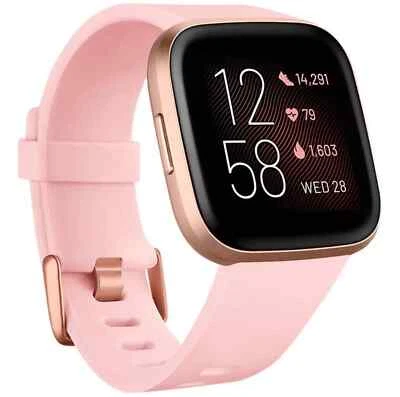 Fitbit Versa 2 Health & Fitness Smartwatch Voice Control Sleep Score Music Pink - Image 1 of 4