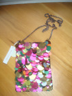 ACCESSORIZE Multicolour Sequin Crossbody Phone Pouch Handbag Chain Strap BNWT