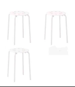 3 ×Ikea MARIUS Stool White Strong Stackable  Multi Purpose  45cm - Picture 1 of 9