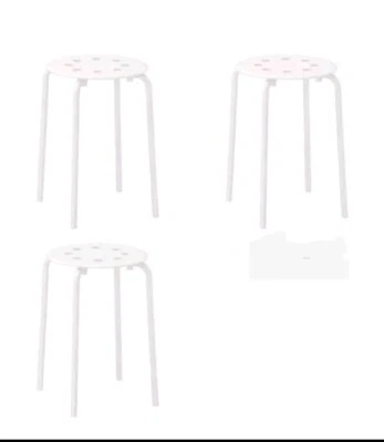 3 ×Ikea MARIUS Stool White Strong Stackable  Multi Purpose  45cm - Image 1 of 4