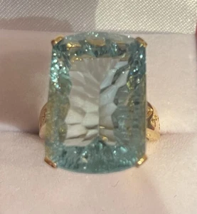 ¡GRANDE! ANILLO DE PLATA 925 YG PIEDRA PRINCIPAL DE APATITA AZUL CLARO 32,20 CT SAP Y25 - Imagen 1 de 7