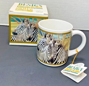 New Vtg Applause Design For Conservation Zebra Ceramic Coffee Mug 1985 - Picture 1 of 6