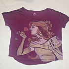 Disney Parks Bejewled Belle Beauty and the Beast Purple Maroon Shirt Size L