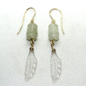Pendientes colgantes de hoja de resina transparente y barril verde esmerilado de 2,5" de largo hechos a mano - Imagen 1 de 6