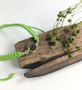 Adjustable Cord Bracelet with Sterling Silver Set Peridot - Picture 1 of 5