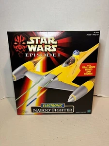 Hasbro Star Wars Episode 1 Electronic Naboo Fighter Spaceship Toy Yellow & Gray - Picture 1 of 3