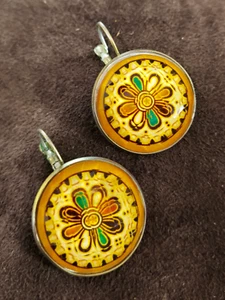 orecchini di design chiusura monachella a fiori - yellow earrings - Bild 1 von 3