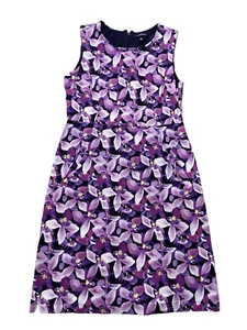 Lands End Womens Dress Size 6 Purple Flowers Stretch Summer Beach Casual - Picture 1 of 14