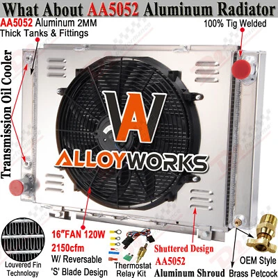 3 Row Radiator+Shroud Fan For 1961-1966 Ford Thunderbird T-Bird 6.4L 7.0L V8 - Image 1 of 4