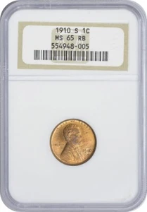 1910-S Lincoln Cent MS65RB NGC - Picture 1 of 3