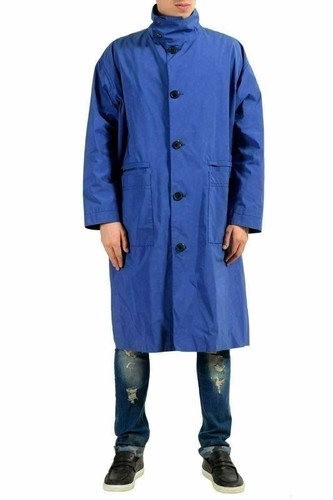 Trench Versace uomo blu abbottonato US S IT 48