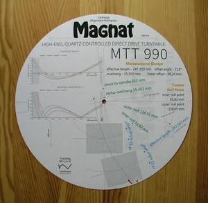 Cartridge Alignment Protractor for Magnat MTT-990 Turntable Tonearm - Picture 1 of 7
