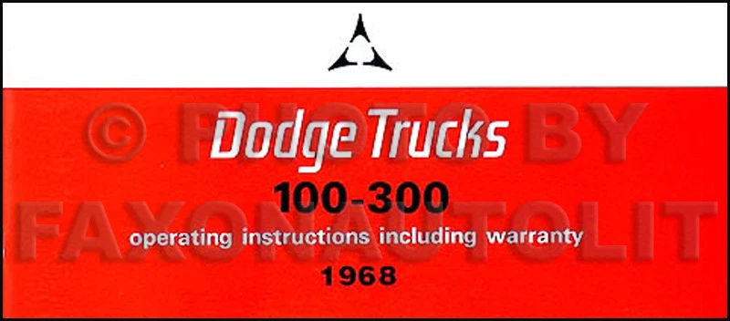 Dodge 1968 camioneta pickup manual dueño furgoneta Power Wagon D100-D300 W100-WM300 A100 Foto 1 de 1