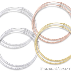Pendientes de aro de tubo pavimentado de plata esterlina de 44 mmx1,5 mm (1,7""x0,06"") .925 - Imagen 1 de 5