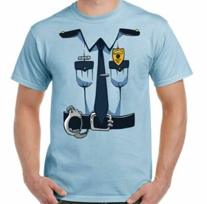 POLICE COSTUME T-SHIRT Outfit Police Man Force Fancy Dress Stag Do Doo Cop Top - Picture 1 of 2