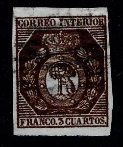 Edifil 23 usado 1853 Madrid 3 cuartos sello de España Spain - Foto 1 di 1