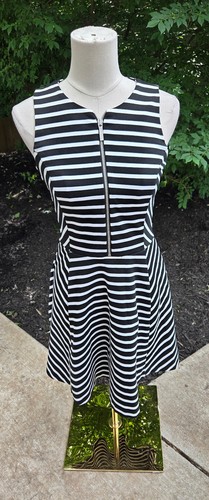 Abito Michael Kors donna tg 2 nero bianco vestibilità svasato spigoloso eleganza retrò estivo