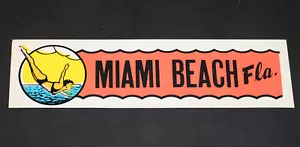 Vintage Souvenir small Bumper Sticker - Miami Beach Florida FL Swimmer - Picture 1 of 3