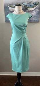 🔥Max Mara🔥 Wm Turquoise Solid Cotton Blend Sheath🔥MAX MARA 2🔥 Dress Sz 8🔥 - Picture 1 of 11