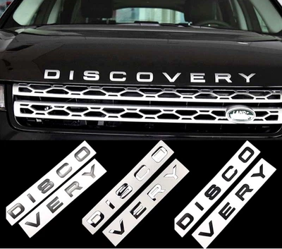 1 x Glossy Shiny Silver  DISCOVERY Badges Bonnet / Boot - Genuine Sizing, - Image 1 of 3