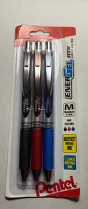 Retractable Gel Pen Medium Point 0.7mm 3/Pack. Pentel EnerGel RTX - Picture 1 of 2