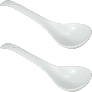 2 Pack Porcelain Serving Spoon Soup Ladles for Serving Cooking Mixing Stews Nood - Picture 1 of 12
