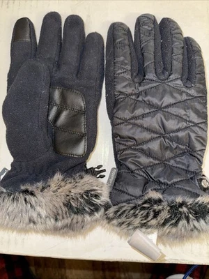 Guantes Columbia para mujer pequeños negros acolchados forrados de piel sintética invierno cálido polar Foto 1 de 4