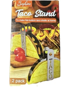 Sophico Stainless Steel Taco Stand 2 Pack Flat Bottom Shell Maker - Picture 1 of 7