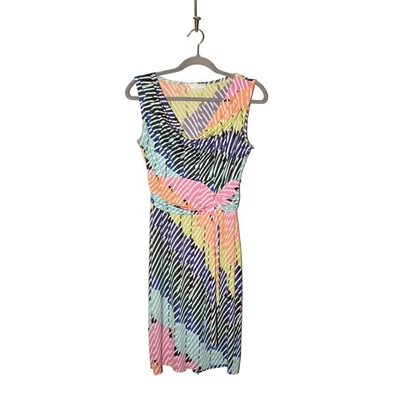 LONDON TIMES $98 Jersey Stretch Cowl Neck Sundress Multi-Color Size 6 - Image 1 of 4