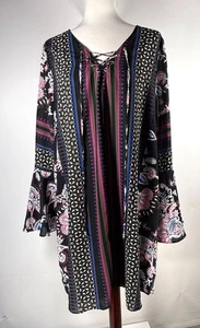 Ella Moon Kleid große Glockenärmel mehrfarbig Paisley Gr. XL Boho Goth Artsy Neu mit Etikett - Bild 1 von 23