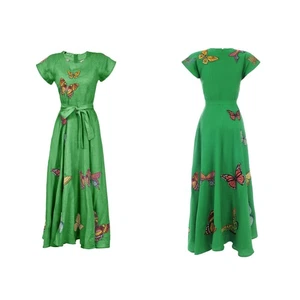 Neu mit Etikett Fanm Mon Papiyon besticktes Kleid in Kelly Green - Größe Small - Bild 1 von 15