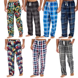 Mens Fleece Pyjama Bottoms Lounge Pants PJs Gaming Check Size S-XXL - Picture 1 of 51