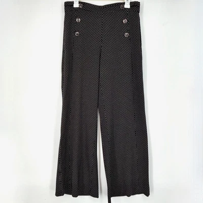 Pantalón Pantalón Elevenses Mujer Talla 10 Pierna Ancha Negro Blanco Lunares Náutico Foto 1 de 4
