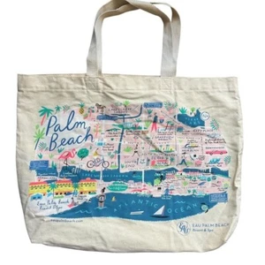 Bolso de Playa de Lona EAU Palm Beach Resort Mapa Libby VanderPloeg 20x14 - Imagen 1 de 6